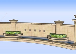 现代大理石景观水池设计SU(草图大师)模型