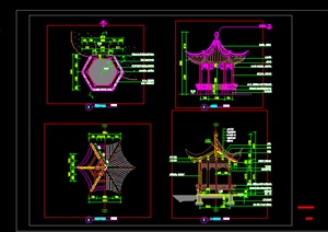 古典中式六角亭传统中式六角亭挑檐亭施工图详图