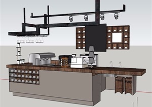 现代风格冷饮店工作台橱柜设计SU(草图大师)模型
