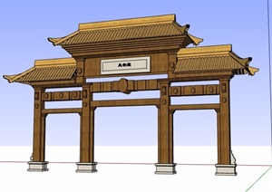 中式风格牌楼牌坊设计SU(草图大师)模型