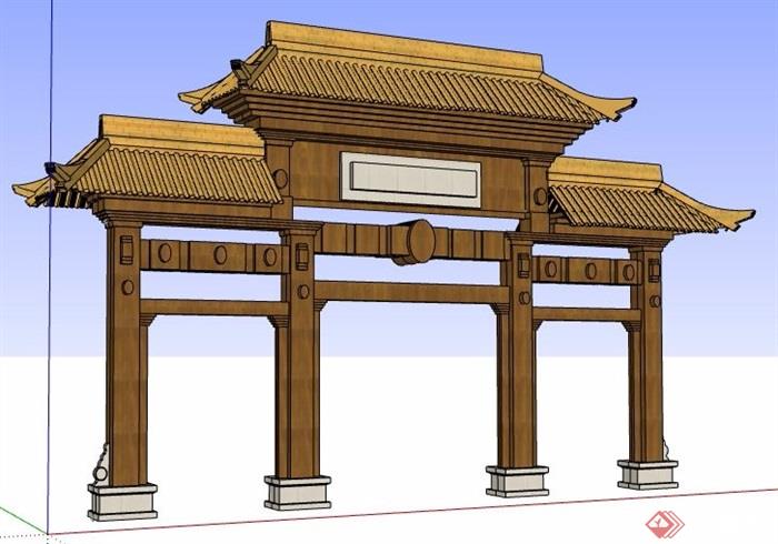 中式风格牌楼牌坊设计su模型