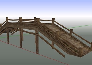 中式风格木制景观小桥设计SU(草图大师)模型