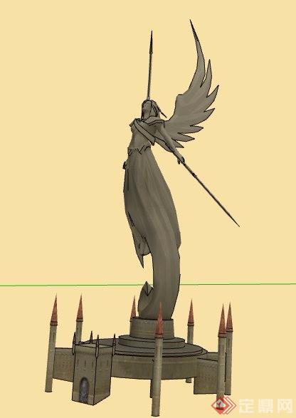 带翅膀天使景观雕塑设计su模型