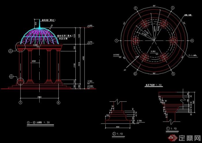 欧式亭子详细设计cad施工图