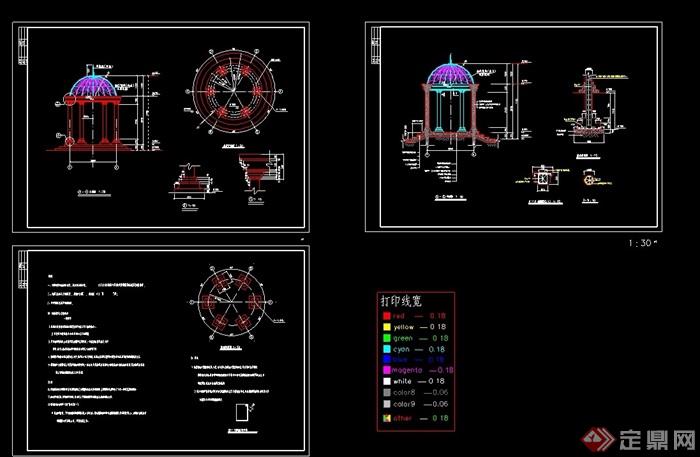欧式亭子详细设计cad施工图