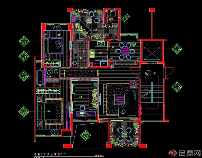 某现代风格完整的室内样板房cad施工图