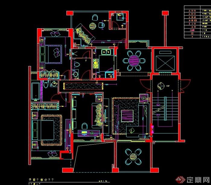 某现代风格完整的室内样板房cad施工图