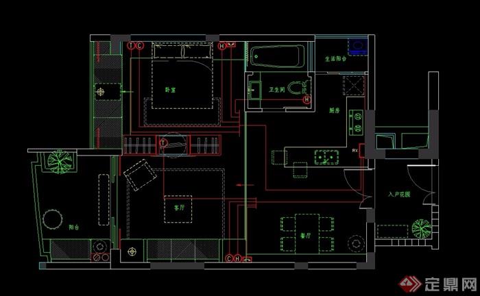 某现代室内住宅详细空间设计cad施工图