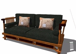混搭风格双人沙发设计SU(草图大师)模型