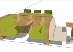 现代风格卡座区桌椅组合设计SU(草图大师)模型