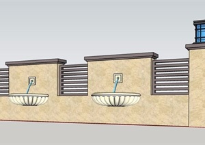 三款欧式风格景墙设计SU(草图大师)模型