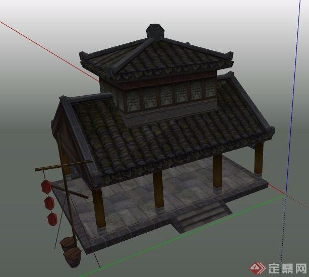 中式风格戏亭古建筑设计su模型