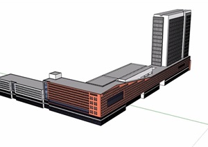 现代汽车站详细多层建筑设计SU(草图大师)模型