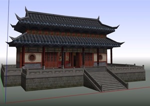 古典中式风格佛堂祠堂古建筑设计SU(草图大师)模型