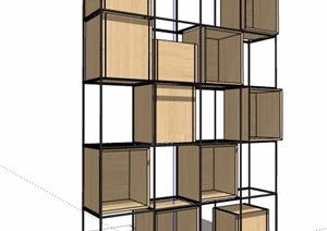 钢木架置物架陈列架设计SU(草图大师)模型