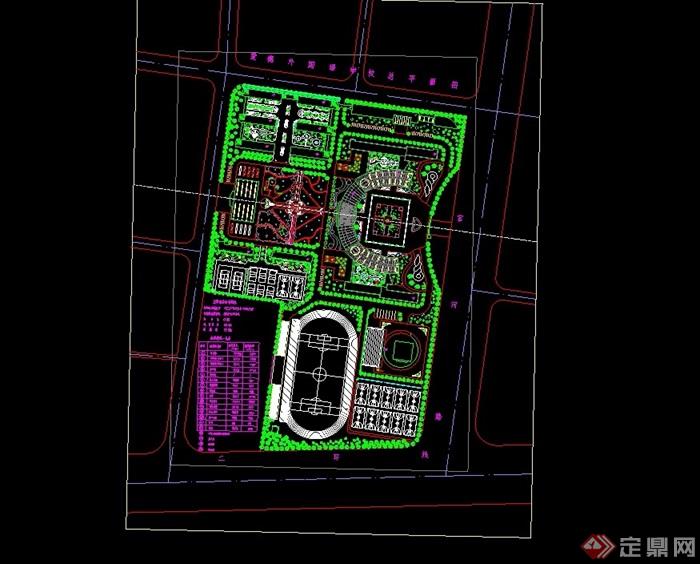 某详细的学校总平面规划及景观设计cad方案