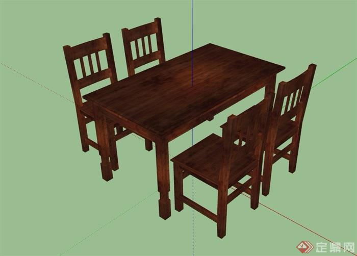 木质详细的私人桌椅设计su模型