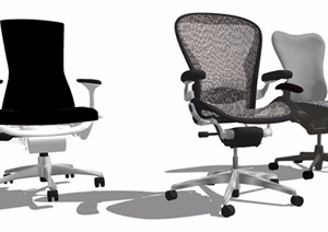 三款老板椅转椅设计SU(草图大师)模型