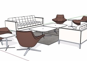 现代简约组合沙发茶几设计SU(草图大师)模型