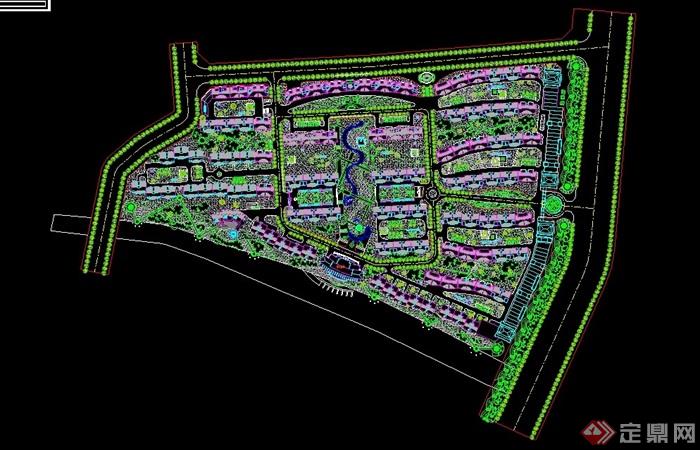 现代风格详细的多层小区住宅景观规划cad方案