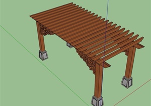 现代中式木质廊架详细设计SU(草图大师)模型