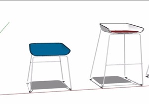 四款简约造型坐凳素材SU(草图大师)模型