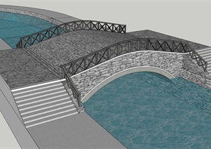 某石拱桥SketchUP模型和全套施工图