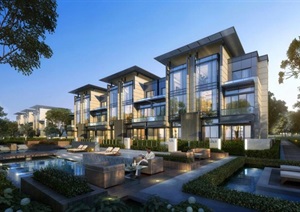 新中式高端典雅住宅别墅高层混合小区规划