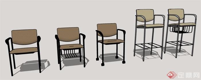 五款高脚椅座椅素材设计su模型