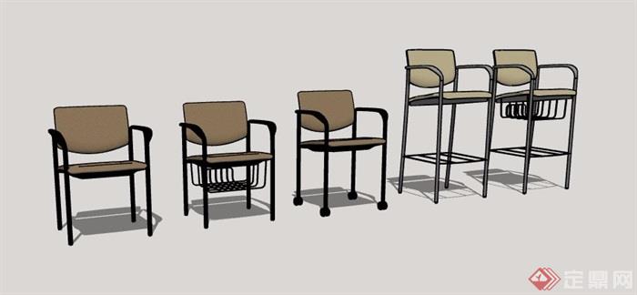 五款高脚椅座椅素材设计su模型