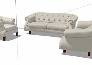 欧式风格多人沙发组合设计SU(草图大师)模型