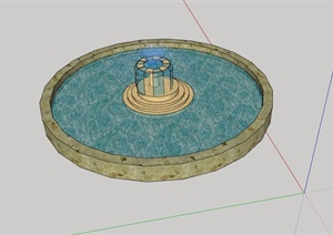 欧式风格详细的喷泉水池素材设计SU(草图大师)模型
