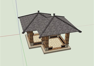 中式连方亭组合设计SU(草图大师)模型