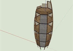 木质观景塔详细设计SU(草图大师)模型