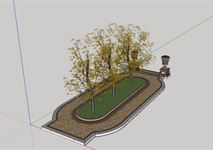 现代完整的树池设计SU(草图大师)模型