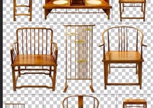 9款中式风格椅子家具psd素材