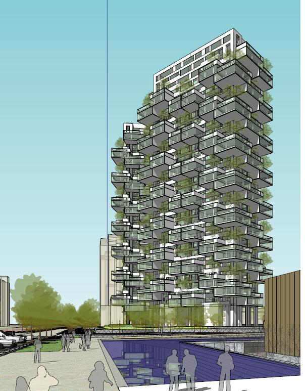 现代创意垂直森林绿色生态阳台堆叠造型高层住宅(1)