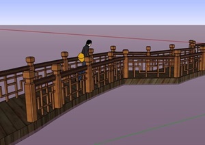 中式风格木栈道木栈桥设计SU(草图大师)模型