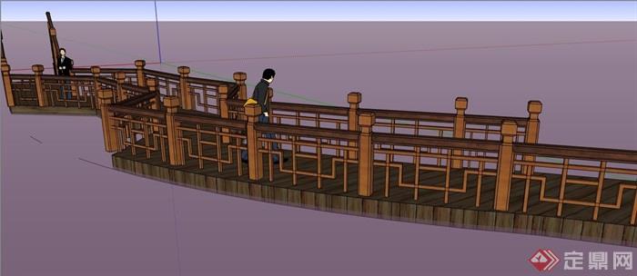 中式风格木栈道木栈桥设计su模型