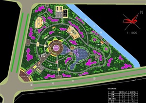 某详细中心公园绿地总体规划cad方案图