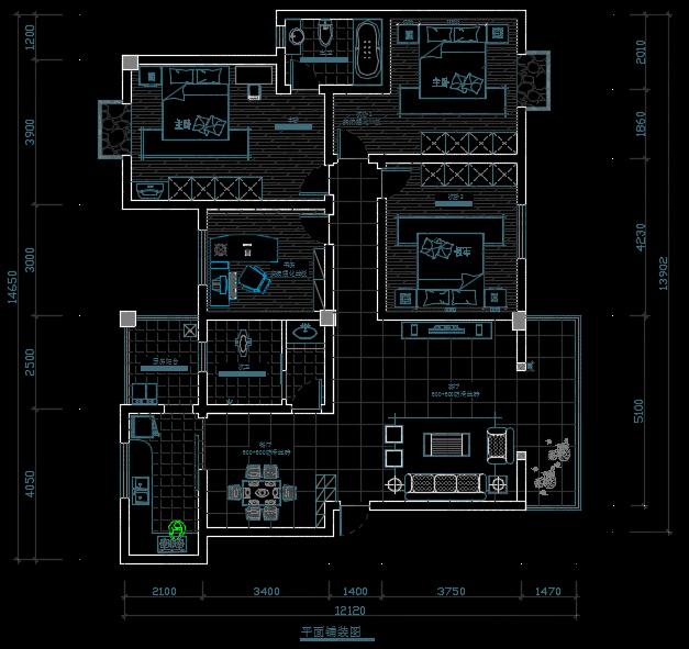 四室两厅一厨两卫双阳台室内设计方案-约150平(含CAD图JPG效果图及3D模型)(4)
