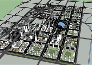 现代风格城市规划设计SU(草图大师)模型
