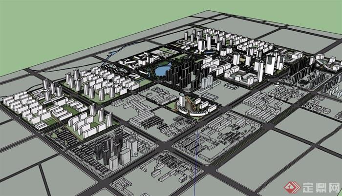 现代风格城市规划设计su模型