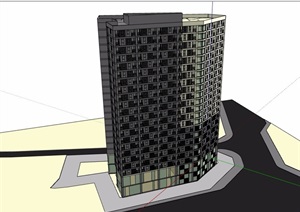 22层详细的住宅楼建筑SU(草图大师)模型