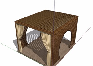 新中式木质亭子SU(草图大师)模型