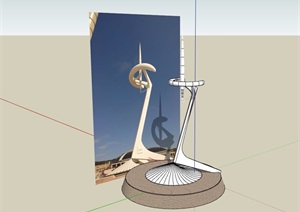 独特造型观景塔设计SU(草图大师)模型