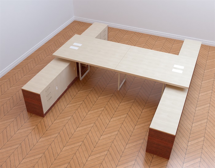 现代风格开敞区办公桌su模型