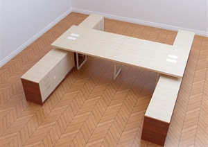 现代风格开敞区办公桌SU(草图大师)模型