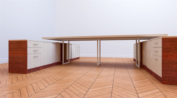 现代风格开敞区办公桌su模型