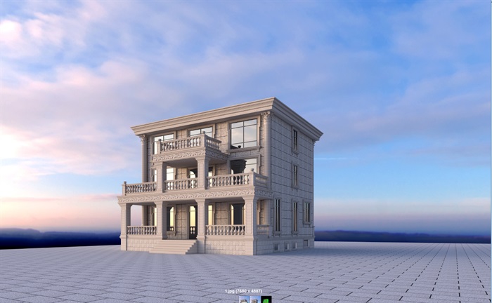 欧式风格2层别墅建筑设计su模型